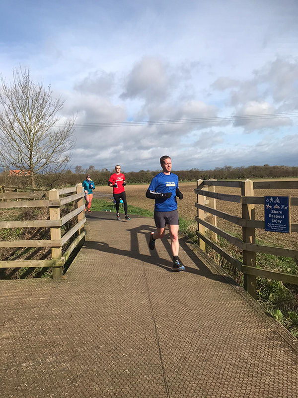 Michael and Michal run over a bridge during the MtM spring challenge