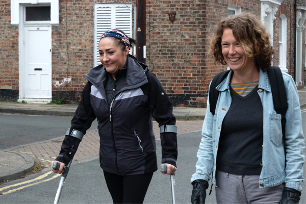 Bec and Charlene smiling on a Move Mates walk